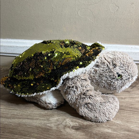 MTY Intl 16" SEA TURTLE w Reversible Rainbow Silver Sequins Plush Stuffed - Picture 1 of 7